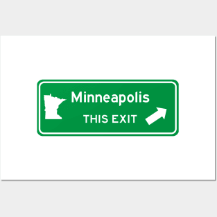 Minneapolis, Minnesota Highway Exit Sign Posters and Art